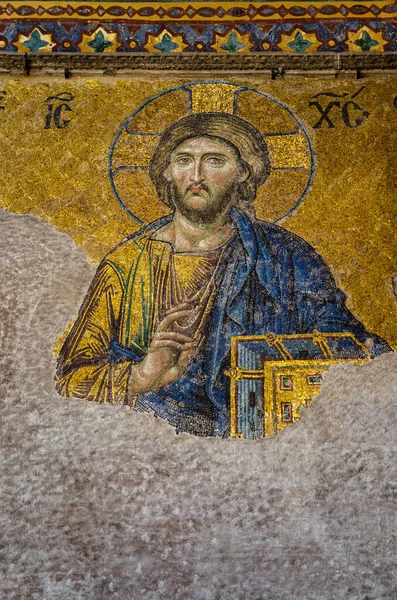 Istambul Turquia Abril 2018 Mosaico Bizantino Antiga Igreja Santa Sofia — Fotografia de Stock