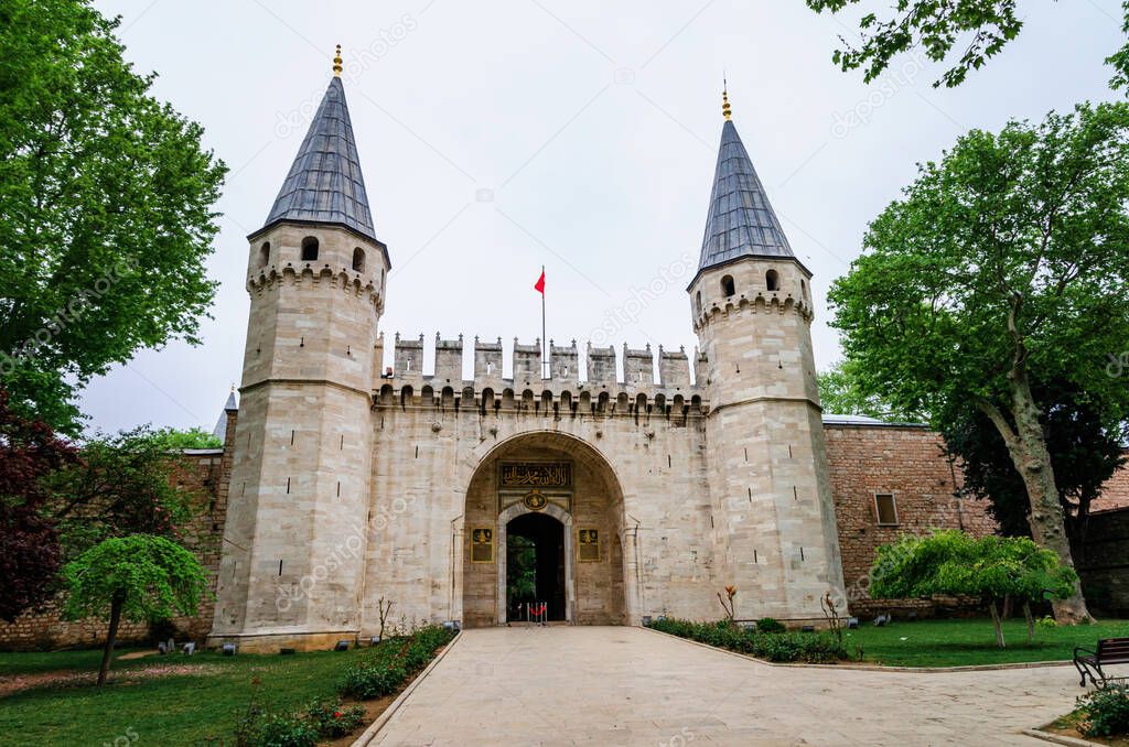 Topkapi Palace. Istanbul, Topkapi Palace entrance. Topkapi Palace entrance and towers