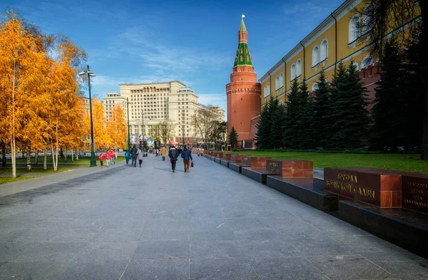 Moscú Rusia Noviembre 2017 Alexander Garden Kremlin Moscú Día Otoño —  Fotos de Stock