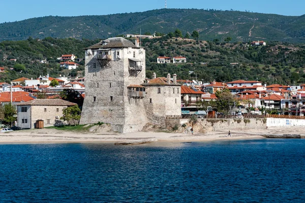 Történelmi Erőd Kikötőben Városban Ouranoupolis Belépési Hely Kolostorok Mount Athos — Stock Fotó