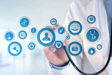 Doktor tıbbi ve genel sağlık simgeler dokunmadan