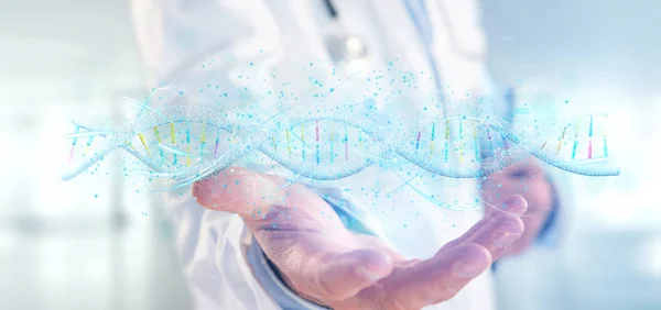 Doctor White Gown Holding Render Dna — Stock Photo, Image