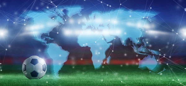 แผนท โลกเหน อสนามฟ ตบอลส าหร บการแข ตบอลโลก Rendering — ภาพถ่ายสต็อก