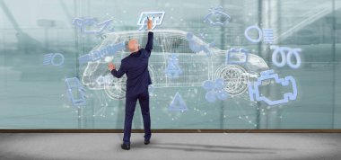 smartcar 3D render dokunmadan adam 