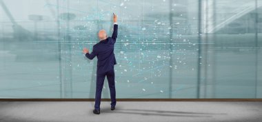 ikili veri bulut 3D render dokunmadan adam 