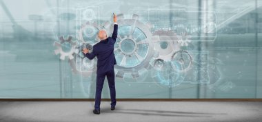 teknoloji arabirimi, 3d render dokunmadan adam