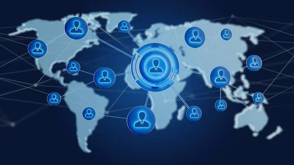 network over connected world map on uniform background. 3d rendering