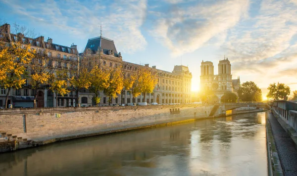 Widok Katedry Notre Dame Paris Sekwany Paryż Francja — Zdjęcie stockowe