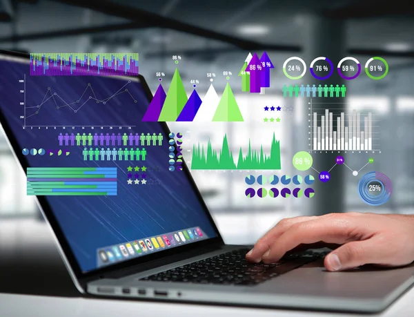 business interface with chart graph and stats, Business and financial concept