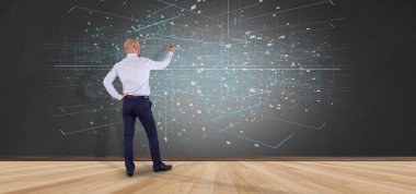 Veri ikili bulut, 3d render tutan adam 