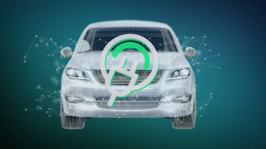 Elektrik smartcar kavramı bir arka planda, 3d render