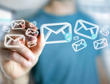 Fütüristik bir arabirimde - onaylı e-posta ve spam iletisinin ileti ve Internet kavramı