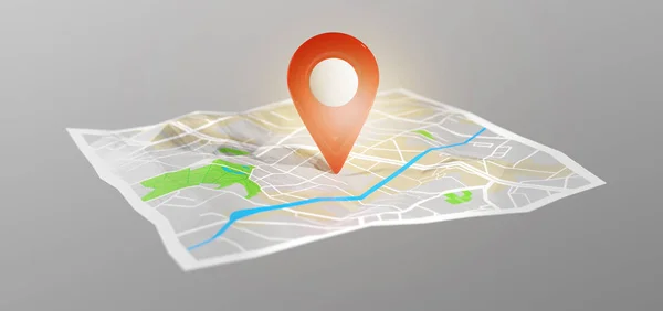 Rendering Del Supporto Pin Una Mappa — Foto Stock