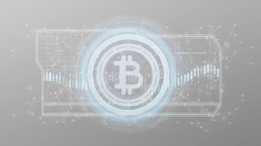 Bir arka plan üzerinde 3d render izole daire üzerinde bir teknoloji Bitcoin simgesinin görünümü