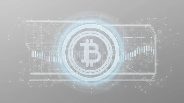 Vista Icono Tecnología Bitcoin Círculo Aislado Una Representación Fondo — Foto de Stock