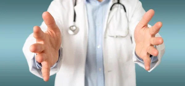 Blick Auf Einen Arzt Mit Leeren Händen Der Klinik — Stockfoto