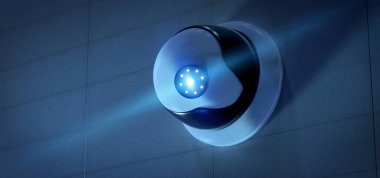 Bir güvenlik Cctv kamera sistemi - 3d işleme görünümünü
