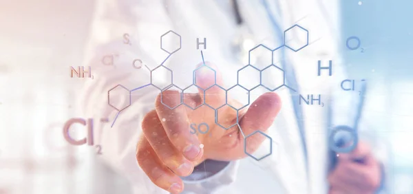 View Doctor Holding Rendering Molecule Structure Isolated Background — Stock Photo, Image