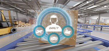 Müşteri hizmet anlayışı görünümünü ambar arka plan üzerinde 