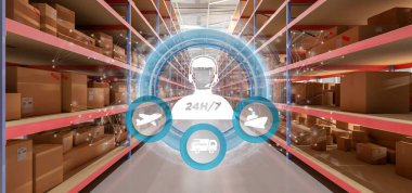 Müşteri hizmet anlayışı görünümünü ambar arka plan üzerinde 