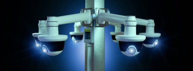 Arka plan üzerinde izole Street güvenlik cctv kamerasının görüş 