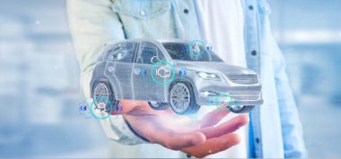 Smartcar grafikleri ile tutan adam görünümünü