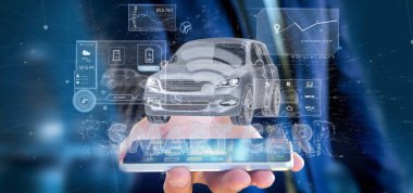 Pano smartcar arabirimi Pano tutan adam görünümünü 