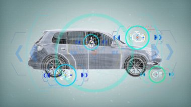 3d render arka plan üzerinde kontrol Smartcar görünümünü