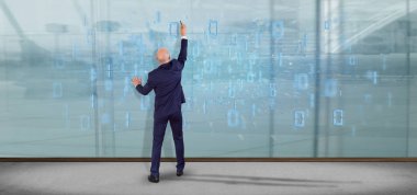 Veri ikili bulut holding adam görünümünü 