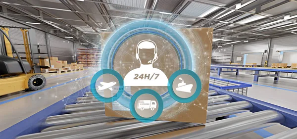 Müşteri hizmet anlayışı görünümünü ambar arka plan üzerinde 