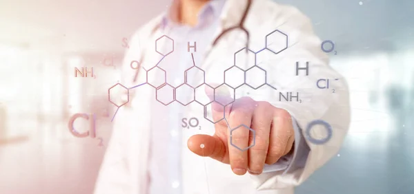 View Doctor Holding Rendering Molecule Structure Isolated Background — Stock Photo, Image