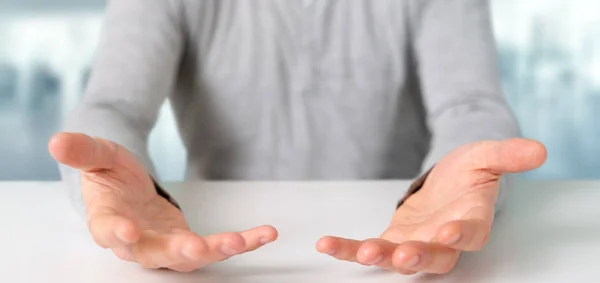 Blick Auf Leere Hände Eines Jungen Entspannten Mannes Über Dem — Stockfoto