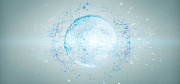 View of rendering data earth globe isolated on background