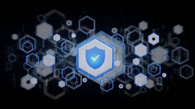 Bir arka plan 3d render bir kalkan web güvenlik kavramının görünüm