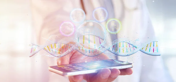 View Doctor Holding Render Dna — Stock Photo, Image