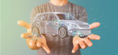 Smartcar checkings ile 3d render tutan adam görünümünü