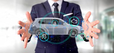 Smartcar checkings ile 3d render tutan adam görünümünü