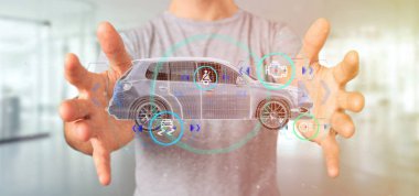 Smartcar checkings ile 3d render tutan adam görünümünü