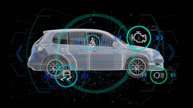 3d render arka plan üzerinde kontrol Smartcar görünümünü