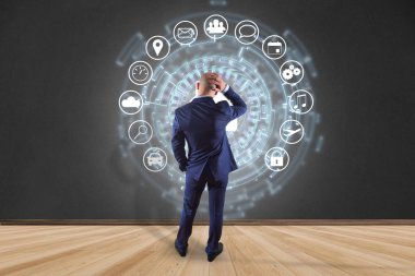 Giriş düğmesini uygulama - teknoloji app kavramı çevrili teknoloji arabiriminin görünümünü