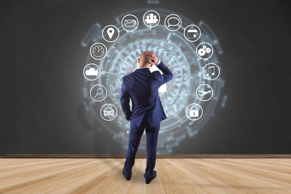 Giriş düğmesini uygulama - teknoloji app kavramı çevrili teknoloji arabiriminin görünümünü