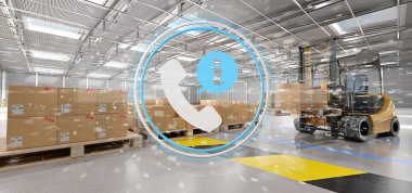 Bir ambar arka plan 3d render bir müşteri hizmeti kavramının görünüm