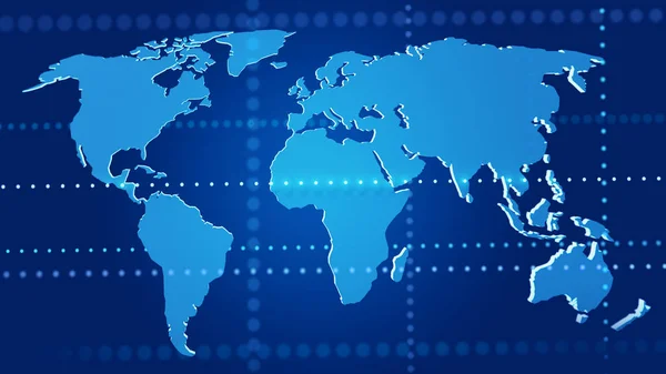 View of a Connected world map on a uniform background