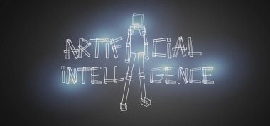 Işık 3d render yapılmış yapay zekası robot görünümü