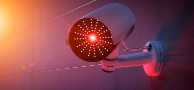 Bir güvenlik Cctv kamera sistemi - 3d işleme görünümünü