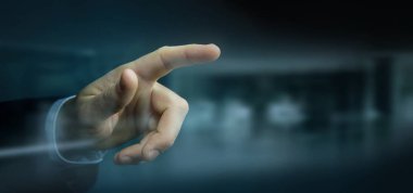 Karanlık işaret eden bir işadamı parmak görünümü