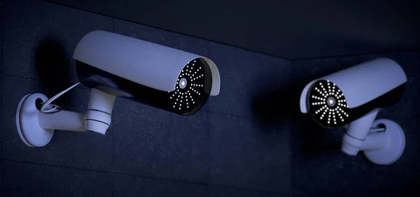 View of a Security CCTV camera system - 3d rendering