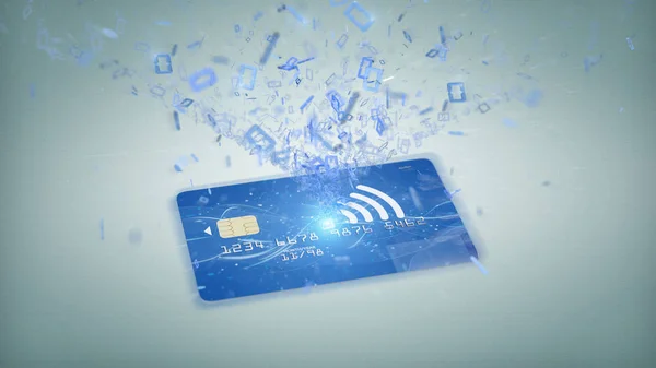 Ansicht Eines Kontaktlosen Kreditkartenzahlungskonzepts Auf Einem Hintergrund Rendering — Stockfoto