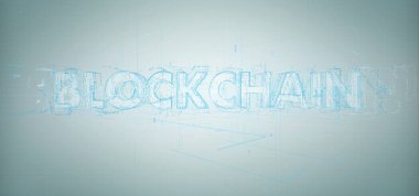 Bir arka plan üzerinde izole bir Blockchain başlık görünümü