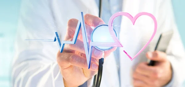 Vista Doctor Sosteniendo Una Curva Corazón Médico —  Fotos de Stock